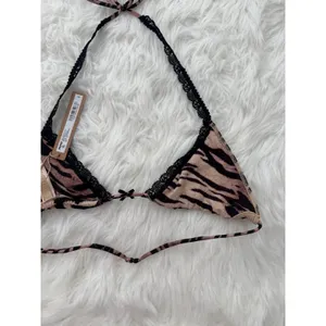 Skims Fits Everybody Lace Micro Bralette Sand Tiger Print Size 3X thumbnail 6
