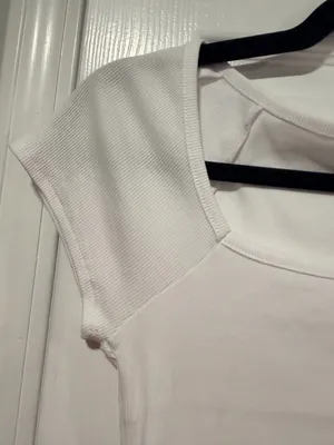 NWOT Madewell Size XS White Square Neck Short Sleeve Ribbed Stretch Cropped Top thumbnail 3