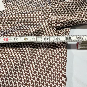 NWT Abercrombie & Fitch patterned satin button up geometric brown white blouse L thumbnail 8
