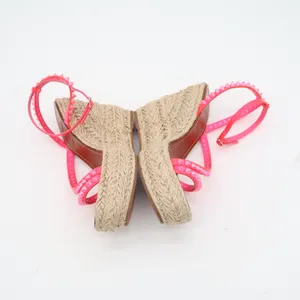 Christian Louboutin Neon Pink Studded Espadrille Wedge Sandals 38 thumbnail 10
