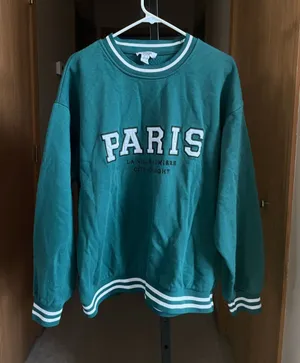 Women's Refuge Athletics Paris Sweatshirt Size L Green White thumbnail 1