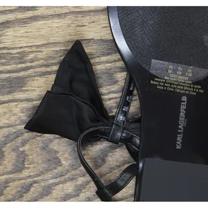 NWT Karl Lagerfeld Paris Womens Cristi Studded Bow Thong Sandal Slide Black 9M thumbnail 10