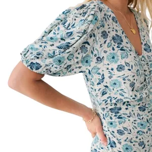 NWT Faherty Sorrento Print Dreamer Floral Maxi Dress Blue White Women’s Size XXS thumbnail 3