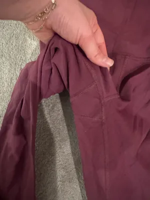 High-Waist Burgundy Leggings - Women thumbnail 2