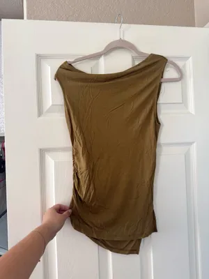 BNWT Zara Olive Green Draped Asymmetric Top thumbnail 7