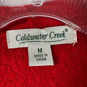 Coldwater Creek Red 100% Wool Hooded Zip Toggle Cardigan Sweater Medium thumbnail 4