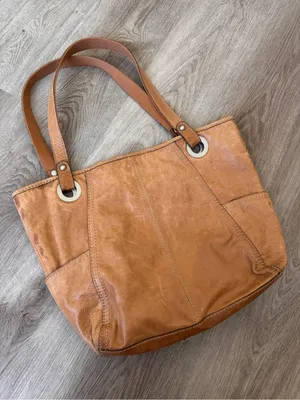 Fossil Hobo Leather Satchel Handbag Purse Brown Tan thumbnail 3