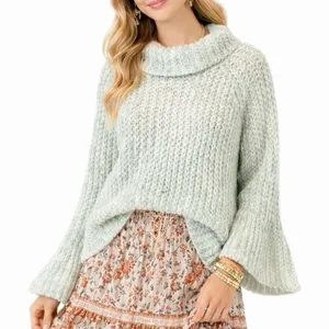 Anthropologie Maeve Dionne chunky knit mint sweater large thumbnail 1