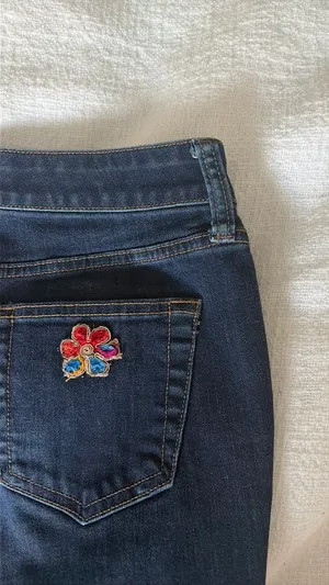 St. John's Bay flower Denium straight leg jeans thumbnail 2