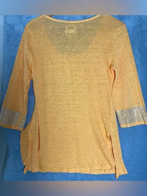 INC International Concepts Beach Linen Women’s Orange Casual Sequin Top‎ Size L thumbnail 7
