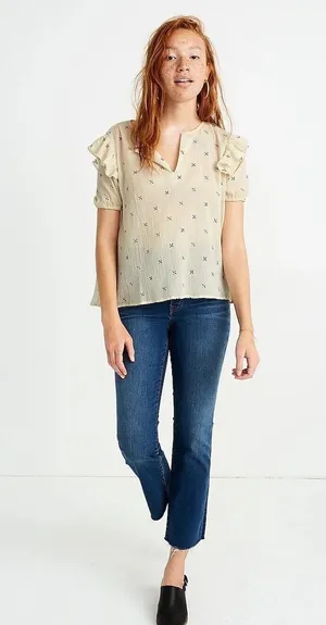 Womens Size S Madewell Embroidered Top EUC thumbnail 1