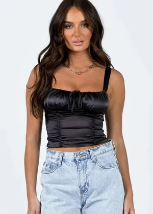 Princess Polly ottelia black corset top SIZE 2 thumbnail 1