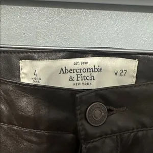 Abercrombie & Fitch Womens Faux Leather Skinny Pants Dark Brown Ankle Zip 4 W27 thumbnail 4