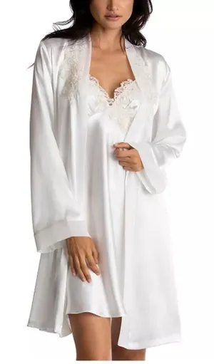 Linea Donatella Robe NWT White Sonya Embellished Satin Bridal Wrap Robe S thumbnail 1