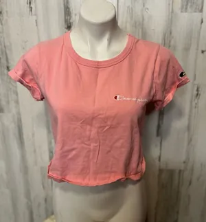 Champion Pink Crop Top T-Shirt Women’s small Short Sleeve Athletic Casual Tee thumbnail 1
