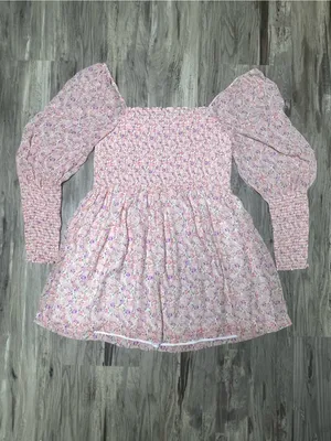 Hill House Home XXL The Grace Mini Nap Dress Pink Pansy Floral Smocked thumbnail 4