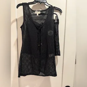Derek Heart NWOT Black Crochet Tank Top and Shorts Set‎ Swim CoverUp Size L thumbnail 3
