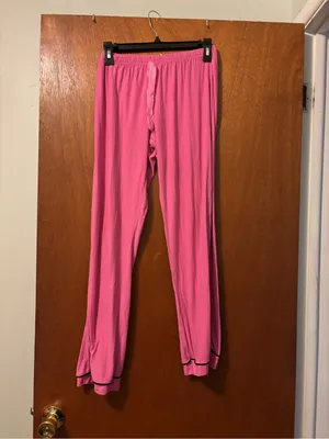 Women's Pink Short-Sleeve Button Pajama Set with Pocket Embroidery thumbnail 3