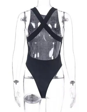 Women Back Cross Knit Bodycon O-Neck Top thumbnail 4