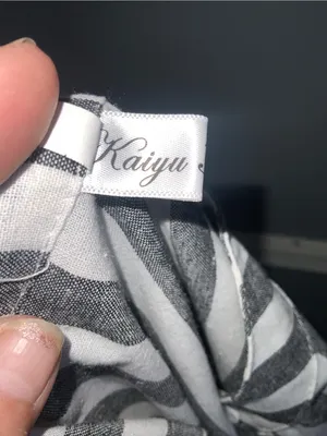 Striped Black and White Mini Dress - Casual Button-Front Small thumbnail 9