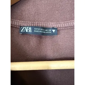 ZARA Brown Ribbed‎ Collared Long Sleeve Crop Top Shirt Women Size S thumbnail 6