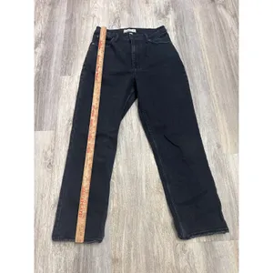 Abercrombie & Fitch Curve Love Ankle Straight Ultra High Rise Black Jeans 28 6R thumbnail 5