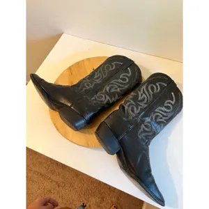 Vintage Dan Post Classic Black Genuine Leather Western Boots Size 9 Women's thumbnail 4
