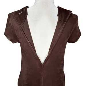J McLaughlin Dress XS Brown Faux‎ Suede Swing Short Sleeve Pockets Minimalist thumbnail 7