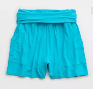 Aerie real soft foldover boxer pajamas stretchy waist pockets high rise thumbnail 1