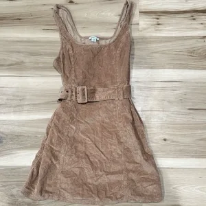 American Eagle Tan Corduroy Belted Mini Dress Women’s Medium thumbnail 2