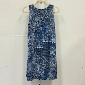 Anne Klein Blue White Patchwork Tile Mosaic Print Sleeveless Shift Dress Size 12 thumbnail 2