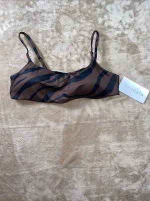 NWT Athleta Brown Zebra-Print Bikini Top thumbnail 2