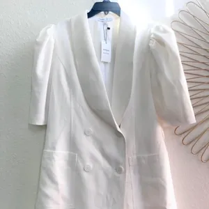 NWT Express X LadyGang White Puff Sleeve Double Breasted Blazer Dress thumbnail 2