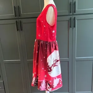 Festive Red Dress with Santa Print thumbnail 2