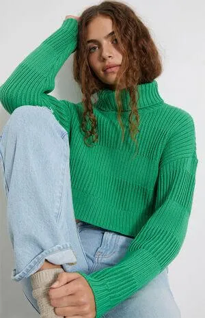 PacSun Green Cropped Sweater thumbnail 1