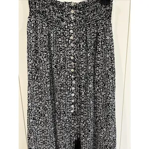 Rachel Zoe Black White Floral Maxi Skirt Large Button Front Cottagecore Prairie thumbnail 2