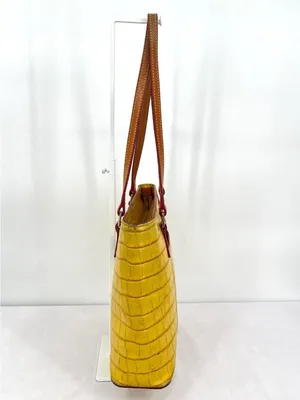 Dooney & Bourke Croco Embossed Sunburst Yellow Leather Lexington Shopper Tote thumbnail 3
