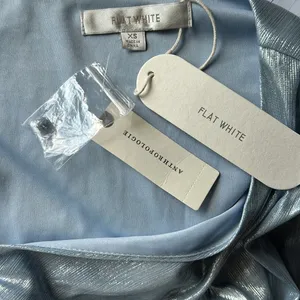 Anthropologie Flat White Shine Blue Iridescent Blouse Size XS NWT thumbnail 14