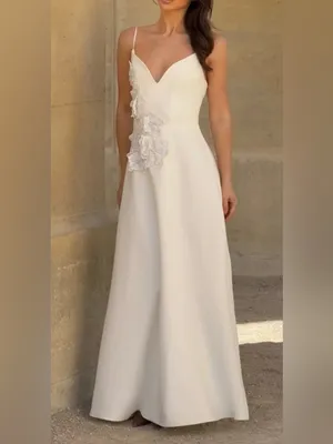 NEW ELLIATT Stella white 3d floral applique A-line bridal maxi gown dress sz S thumbnail 4