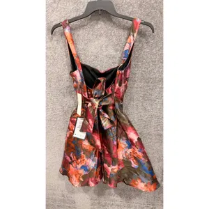 Katia Rae Womens Dress XL Multicolor Floral Metallic Bow Back Fit Flare JGB5876 thumbnail 4