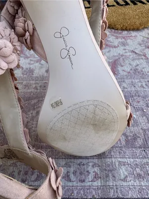 Jessica Simpson Blush Floral Appliqué Slingback Heels thumbnail 4