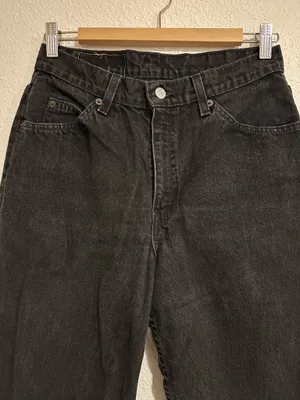 vintage levi’s 965 90s straight wide leg black cotton denim jean USA thumbnail 4