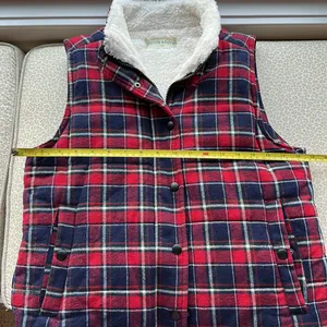Flannel & Fleece Red & Navy Plaid Vest size M thumbnail 7