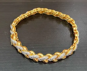 PAJ BR China Gold-tone Diamond Illusion Box Clasp Double Prong X Link Bracelet thumbnail 8