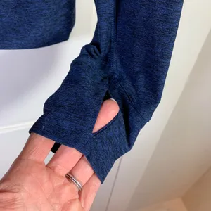 Outdoor Voices Women Navy‎ Blue Heathered Hoodie Thumbholes Size S Performance thumbnail 4