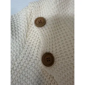 Kate and Sam Overlap Sweater Women’s L Ivory Cowl Neck Waffle Knit Cape Split‎ thumbnail 6