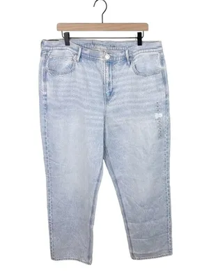NEW American Eagle 90s Straight Jean Light Wash Denim Stretch Women's Size 18 thumbnail 2