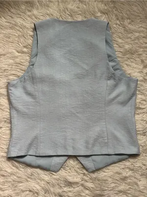 STATE Light Blue Women’s Sleeveless Button Front Vest Size 8 thumbnail 3