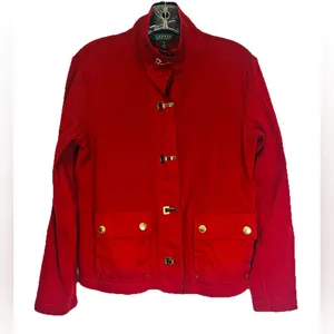 Lauren Ralph Lauren Women's Size M Metal Clasp Lightweight Cardigan Sweater Coat thumbnail 1
