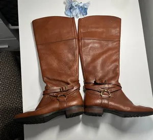 Lauren Ralph Lauren Sonya Cognac Brown‎ Leather Riding Boots Women 6B 802143440 thumbnail 1